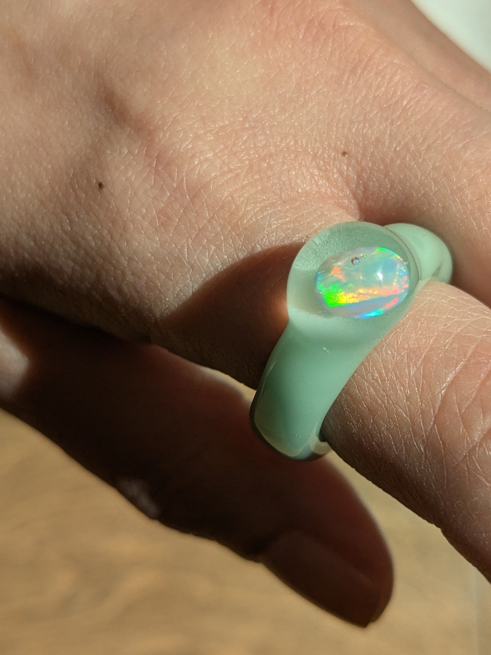 Catbird Green Opal Glass Ring